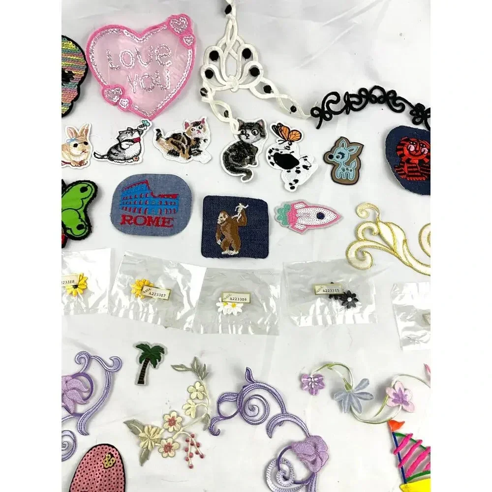 45PC Assorted Sewing Applique‎ Patches Iron on Sew On NEW Mixed Sequin Crafting